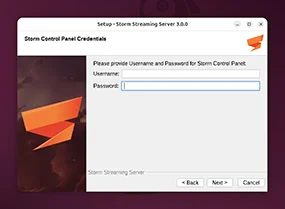 Provide Username and Password for Storm Control Panel