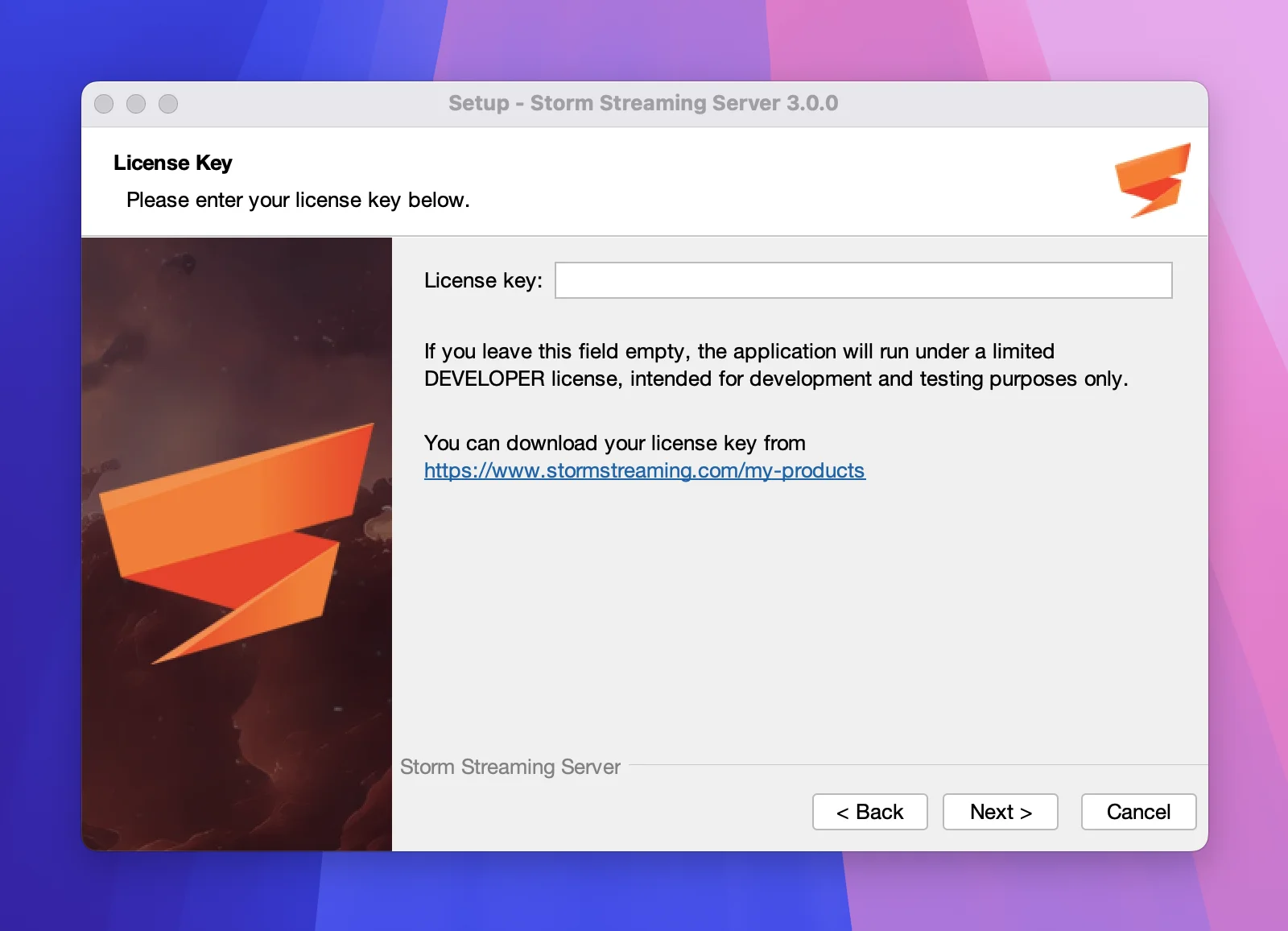 Enter the License Key