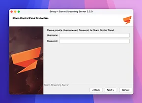 Provide Username and Password for Storm Control Panel