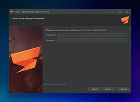 Provide Username and Password for Storm Control Panel