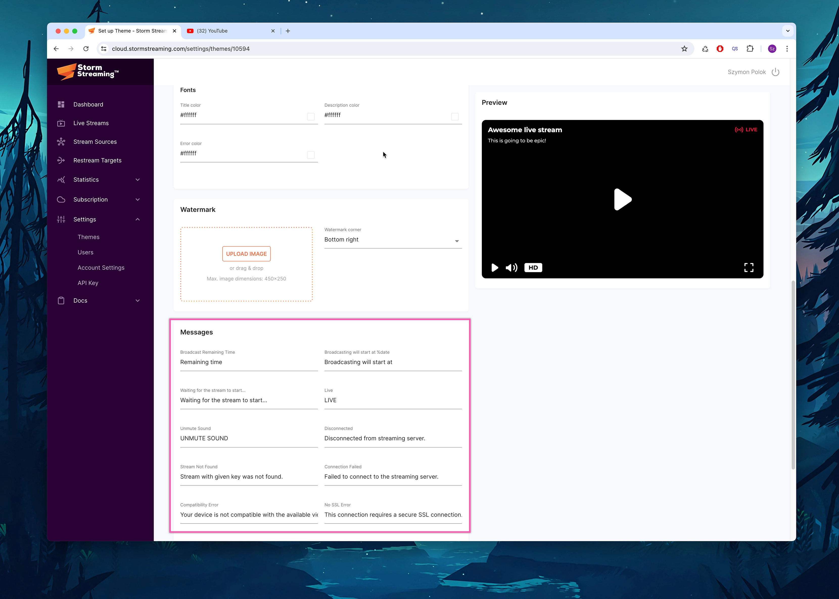 Theme Configuration – Messages